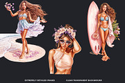 Dreamy Summer girls Clipart Set, a Person Illustration by ThatsDesignArt (Thumbnail 3 of 10)