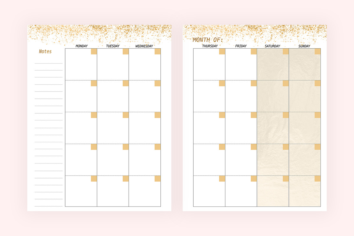 Monthly Planner Inserts 8.5x11 Gold, a Stationery Template by EasyLifePlanners (Photo 2 of 2)