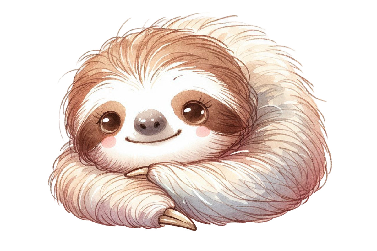 Watercolor Sloth clipart, an Illustration by Designworld (Photo 4 of 5)