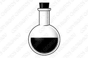 Flask Beaker Retro Science Icon, an Illustration by Christos Georghiou