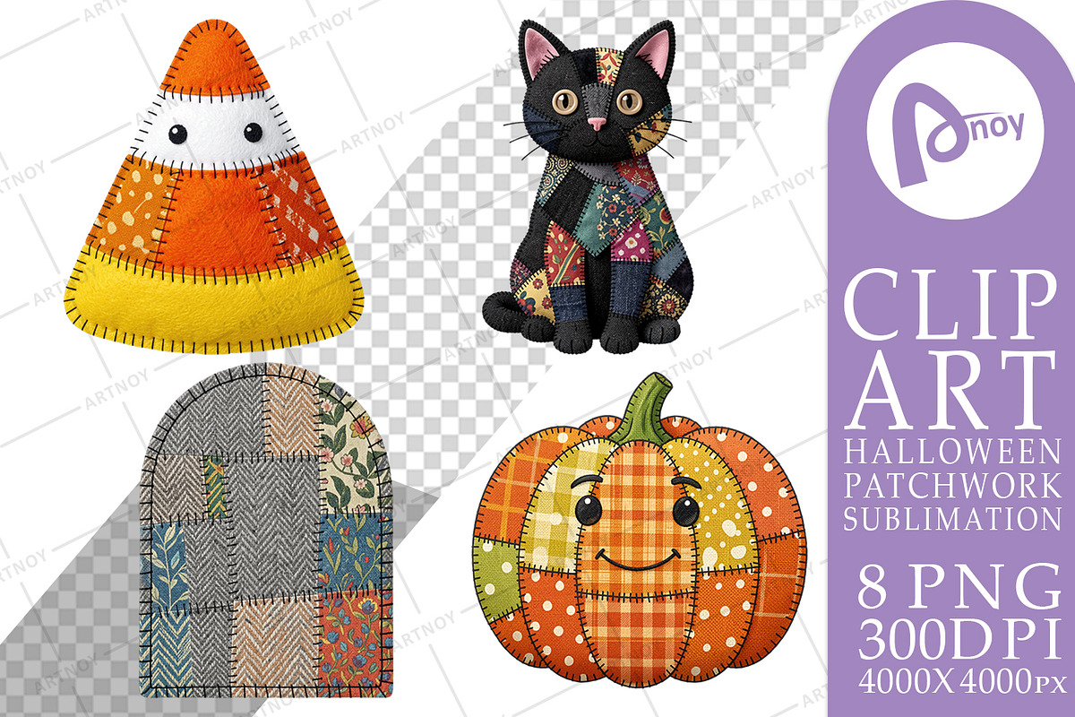 Halloween Patchwork Sublimation, a Seasonal Illustration by Artnoy (Photo 9 of 18)