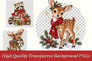 Christmas Woodland Animals Cliparts, a Seasonal Illustration by Ink Gallery (Thumbnail 4 of 8)