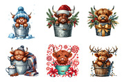 Christmas Highland Cows Clipart, an Illustration by SinaCreation (Thumbnail 5 of 7)