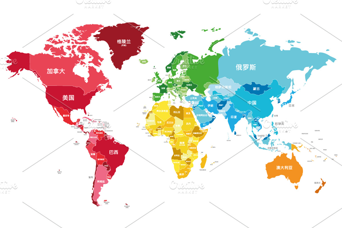 8x Colorful World Maps by Continents, an Education Illustration by asantosg (Photo 6 of 8)