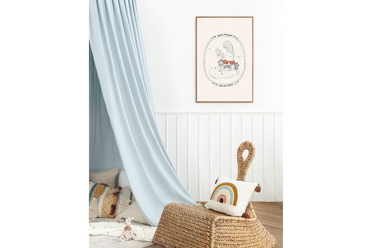 Little Houses in Cloudes Pattern, a Pattern Graphic by MouseGrey (Photo 5 of 8)