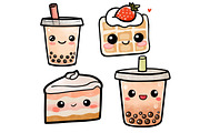 Kawaii Sweets and Drinks Clipart, an Illustration by Designworld (Thumbnail 4 of 4)