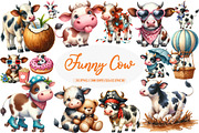 Watercolor Funny Cow Clipart, an Illustration by Daily.Designs (Thumbnail 1 of 5)
