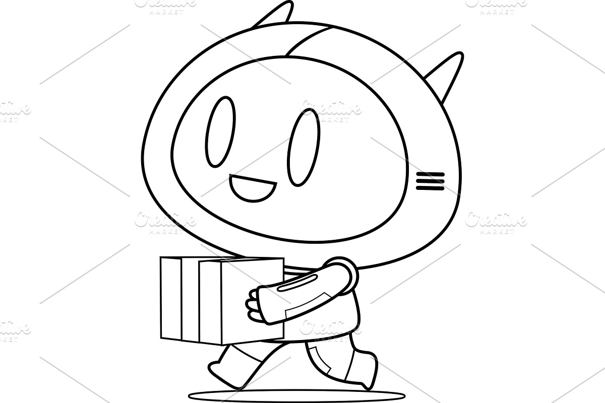 Outlined AI Robot Chat Bot Character, an Illustration by HitToon