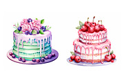 Decorative Cake Clipart Set Of 12, an Object Illustration by EzDigitals (Thumbnail 2 of 9)