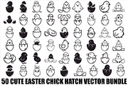 Cute Easter Chick Hatch Vector Bundl, an Illustration by jahid234 (Thumbnail 1 of 51)