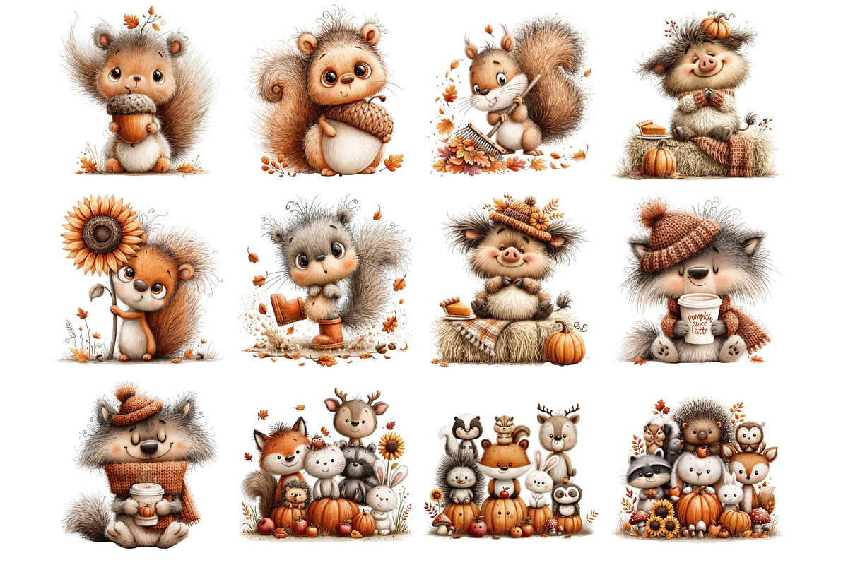 Cute Fall Woodland Animals Clipart, an Animal Illustration by Nicolle's Colorful Art (Photo 5 of 5)