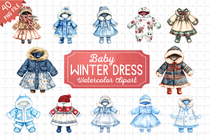 Baby Winter Dress Watercolor Bundle