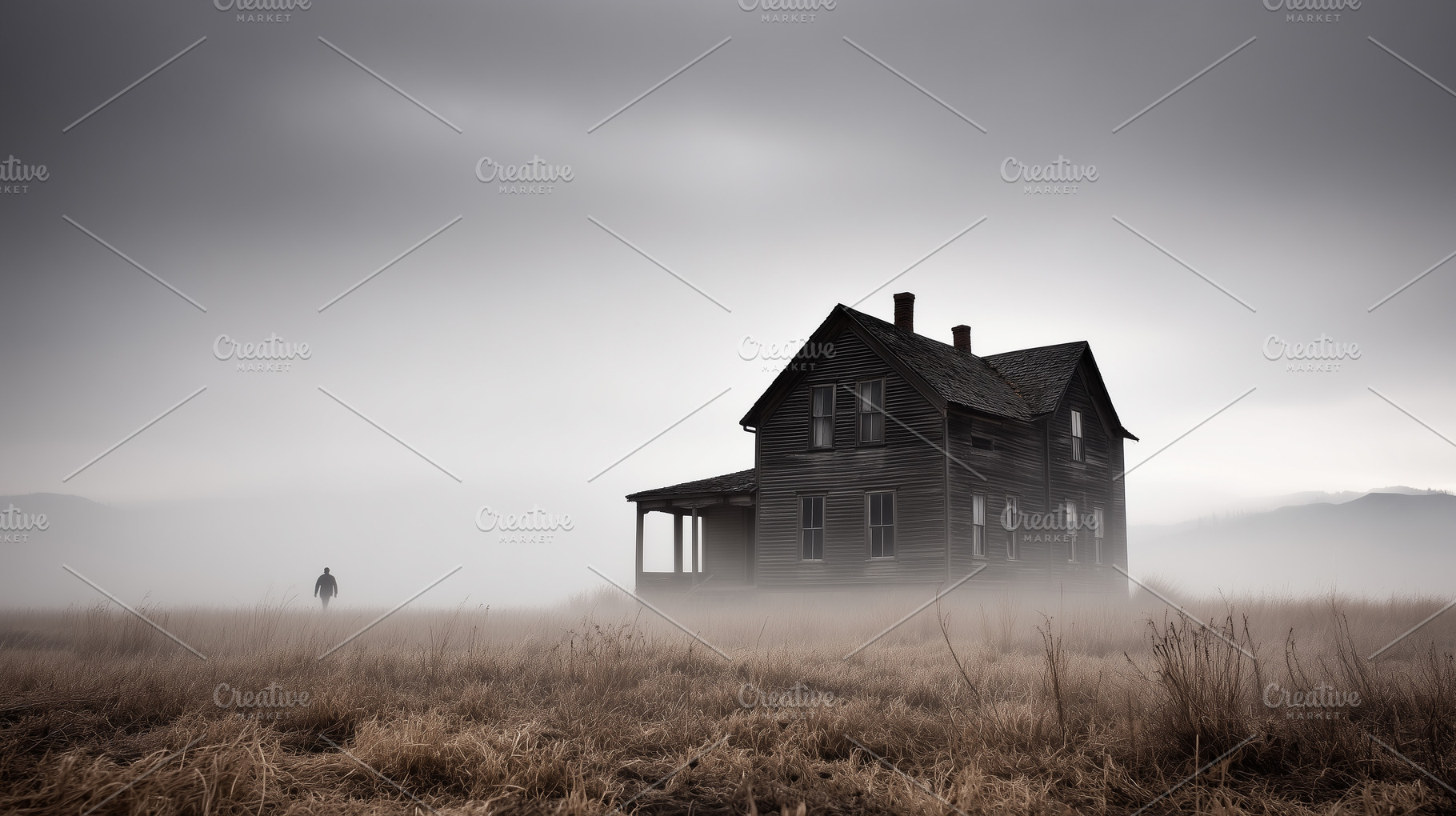 Solitary figure walks toward eerie, an Architecture Photo by MistyDay