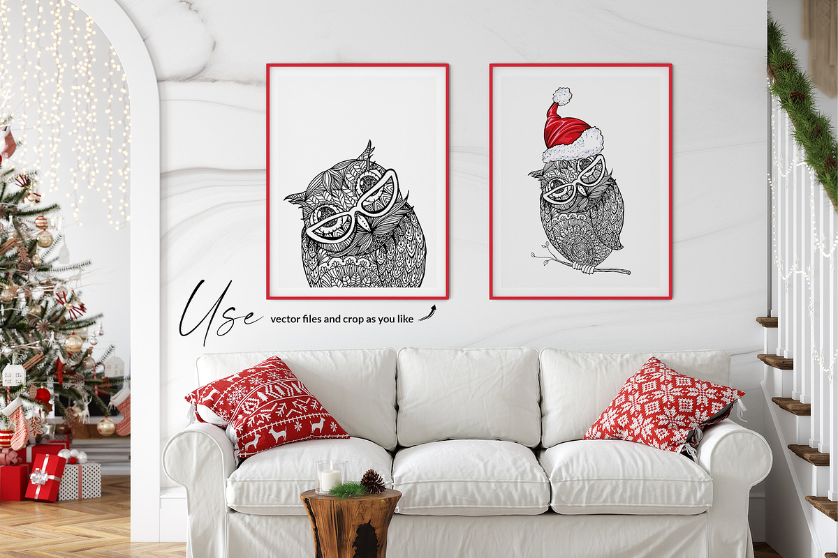 Owls Line Art Illustrations, an Animal Illustration by ilonitta (Photo 6 of 9)