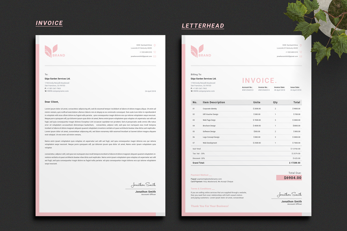 Invoice + Letterhead, a Stationery Template by CreativeZoom (Photo 2 of 4)
