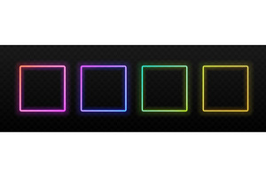 Neon light square frame. Rectangle, an Illustration by Frogella