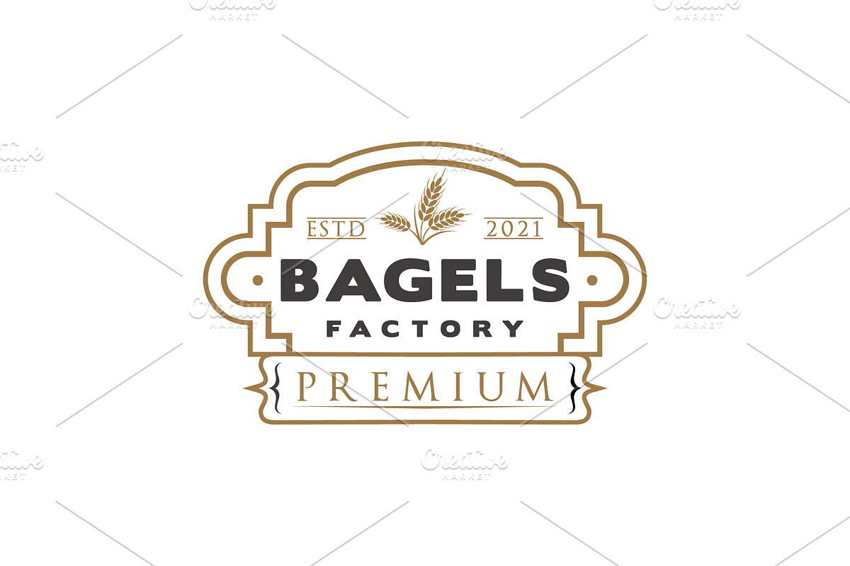 Vintage Bagels Logo, Bakery Stamp, a Branding & Logo Template by Atlantis X Nurman Arbai (Photo 1 of 2)