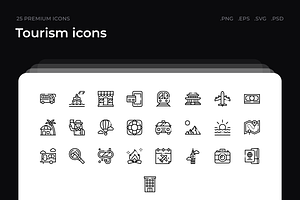 Tourism icons, an Outline Icon by Wencory