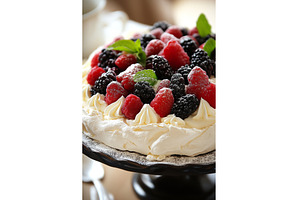 Delicious Pavlova Cake Topped with, a Food & Drink Photo by Lermont51
