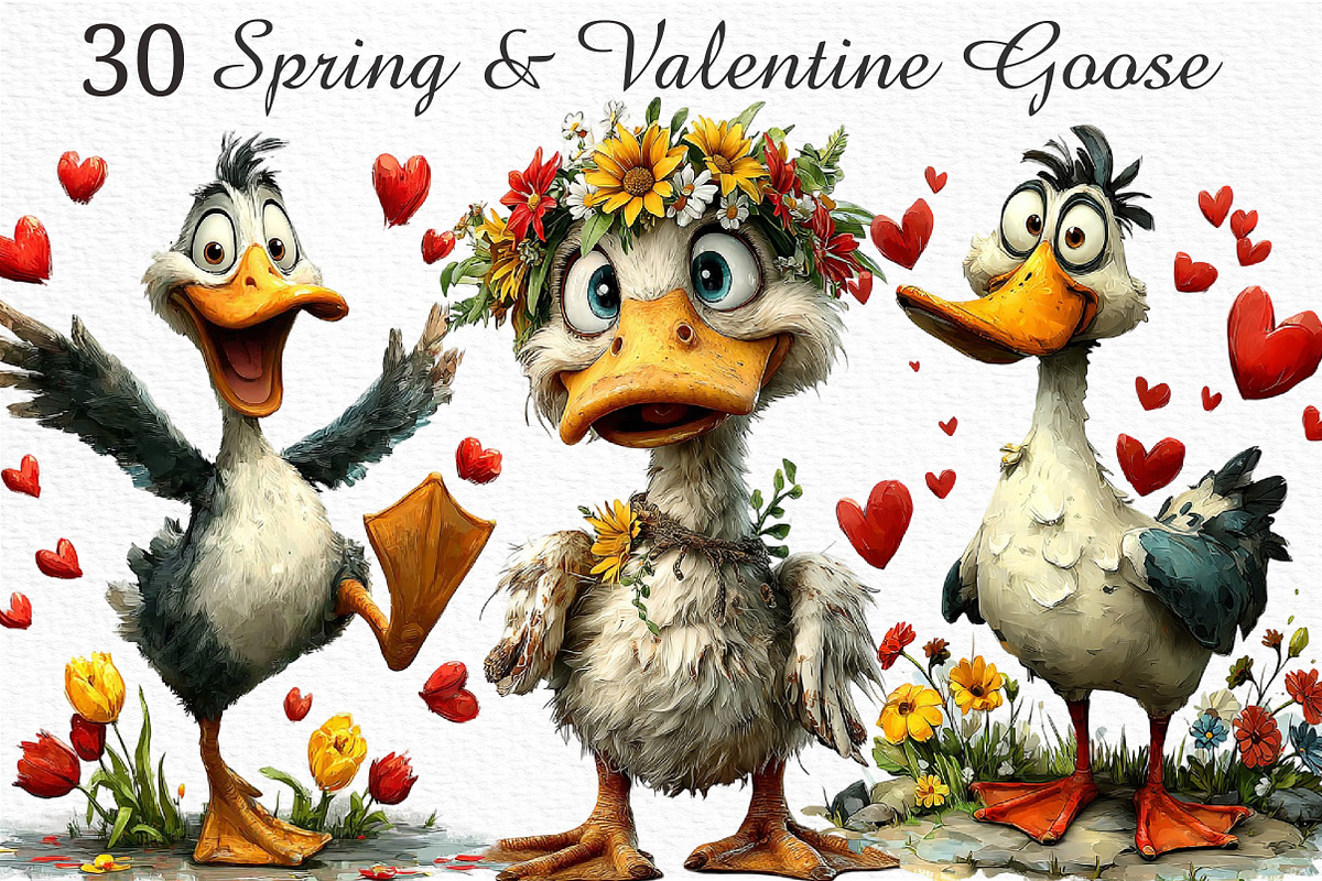 Spring & Valentine Goose Clipart, an Illustration by Craft Nest (Photo 1 of 11)