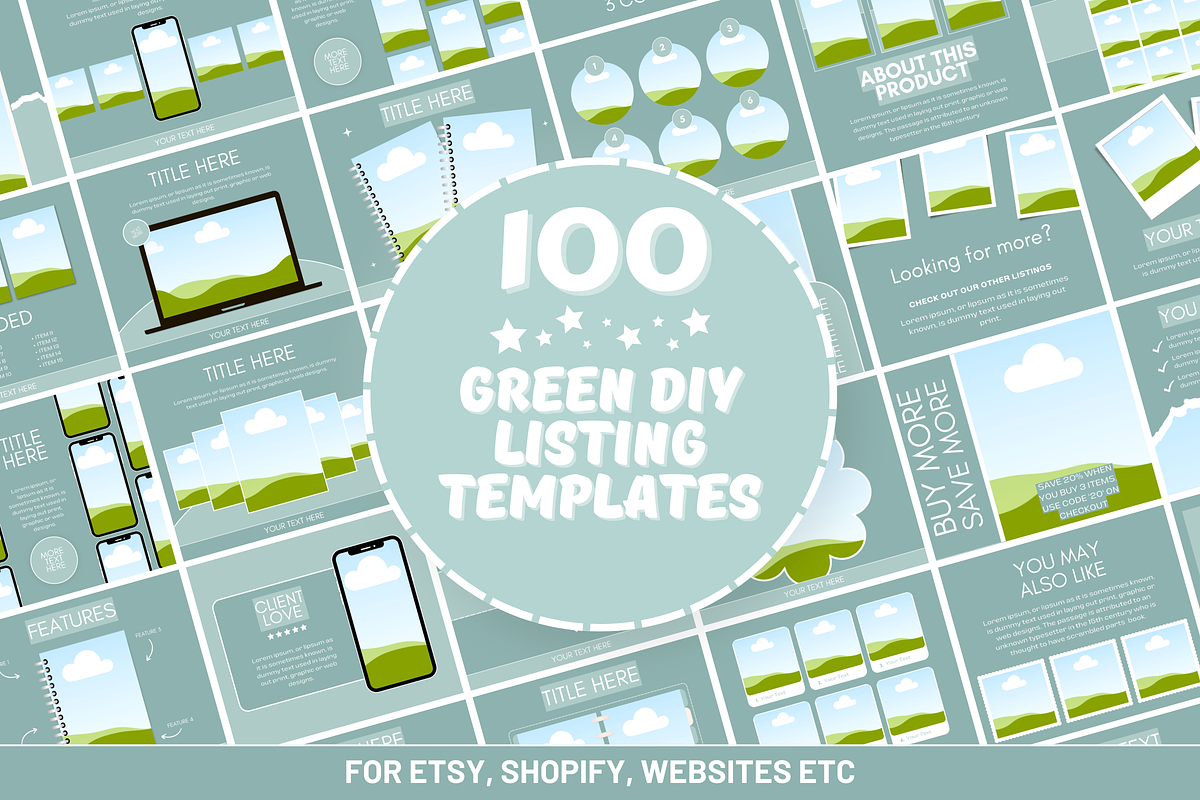 Green Etsy Listing Templates, a Branding & Logo Template by SunshineStudioBoutique (Photo 1 of 7)