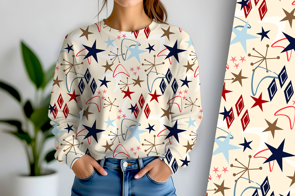 Retro Americana Star Burst Seamless, a Pattern Graphic by Sharon Schwalbe (Photo 3 of 6)