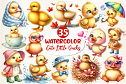Watercolor Cute Little Ducks Clipart, an Illustration by Dream Creation (Thumbnail 1 of 4)