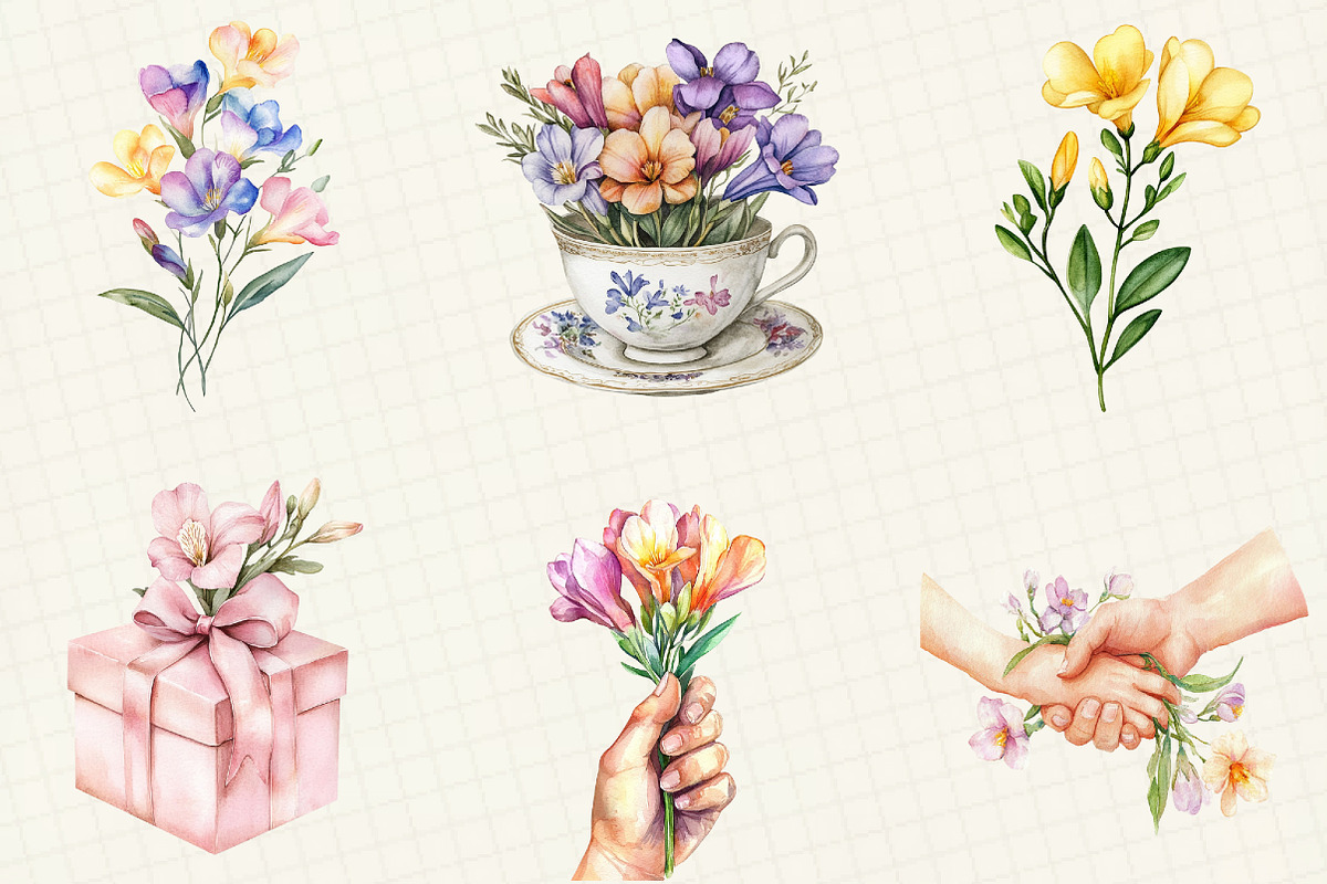 Freesia Mother's Day Clipart, an Illustration by OK Design (Photo 2 of 5)