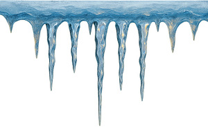 Icicles hanging from a roof, isolate, an Illustration by Dvoevnore photos