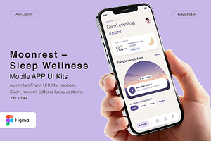 Moonrest – Sleep Wellness Mobile App, an UI Kit Template by Pitchlook.Studio