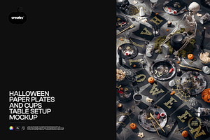 Halloween Paper Plates & Cups Mockup