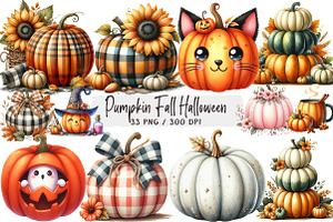 Pumpkin Clipart Fall Clipart Hallowe, an Illustration by DreamArtGraphic