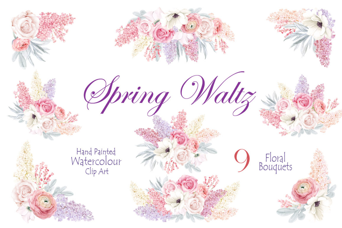 Spring Waltz Clipart, a Graphic by WatercolorSeasons