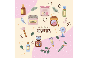 banner with korean cosmetics, an Object Illustration by studiogstock