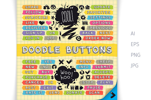 Hand Drawn Sketchy Doodle Buttons
