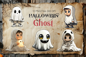 Cute Halloween Ghost. TShirt Sticker, an Animal Illustration by KENO Mascots