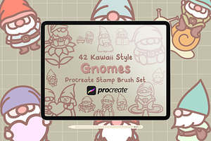 Gnomes Procreate Stamp Brush Set