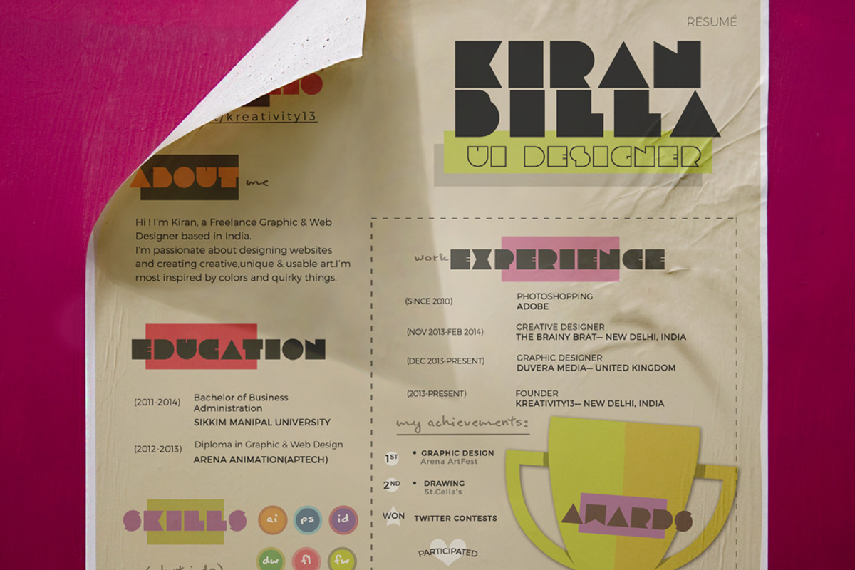 Creative CV/Resume Design Template, a Resume Template by Kreativity13 (Photo 2 of 3)