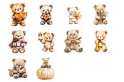 Autumn Fall Teddy Bear, an Illustration by Design Market (Thumbnail 2 of 4)