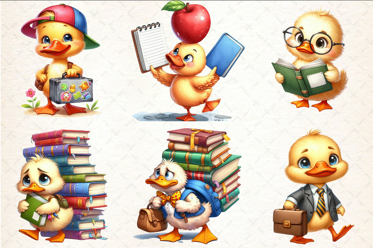 Back To School Funny Ducks Clipart, a Seasonal Illustration by Rose Art (Photo 2 of 4)