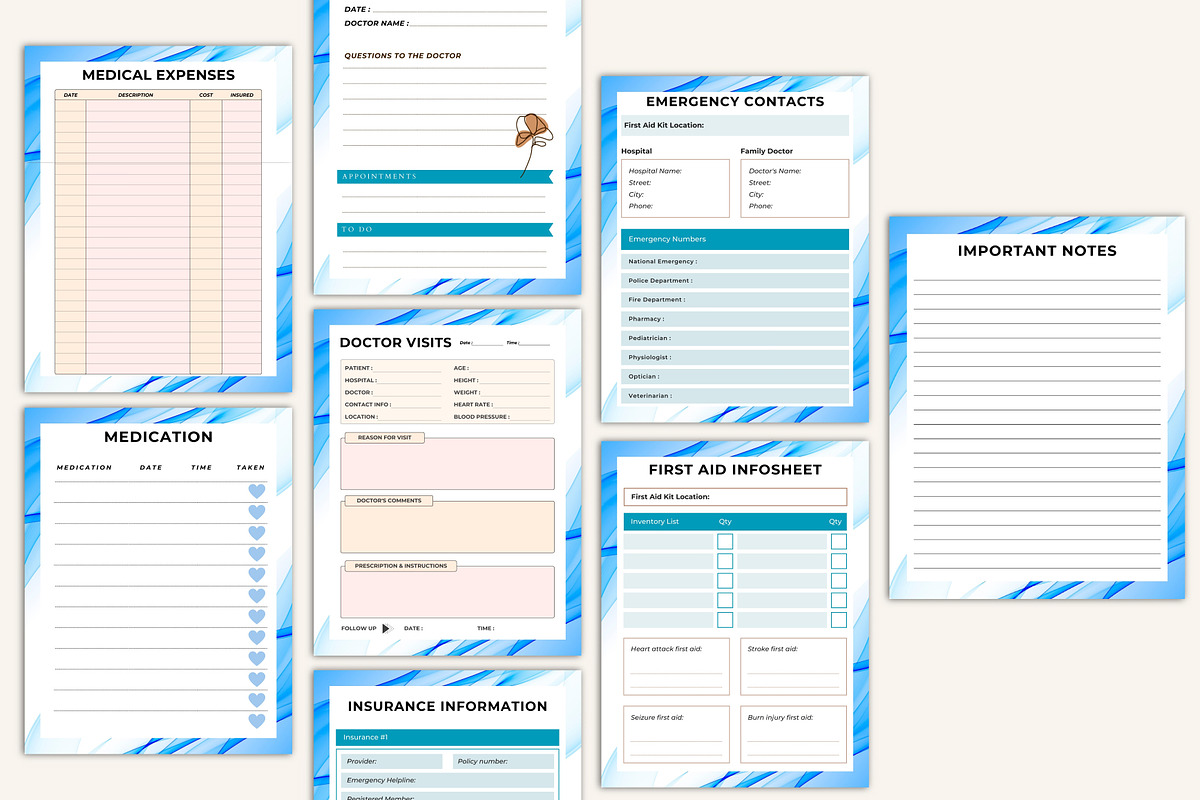Medical Tracker Mega Bundle, a Stationery Template by Designmela01 (Photo 8 of 10)
