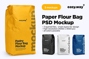 Paper Flour Bag PSD Mockups Set