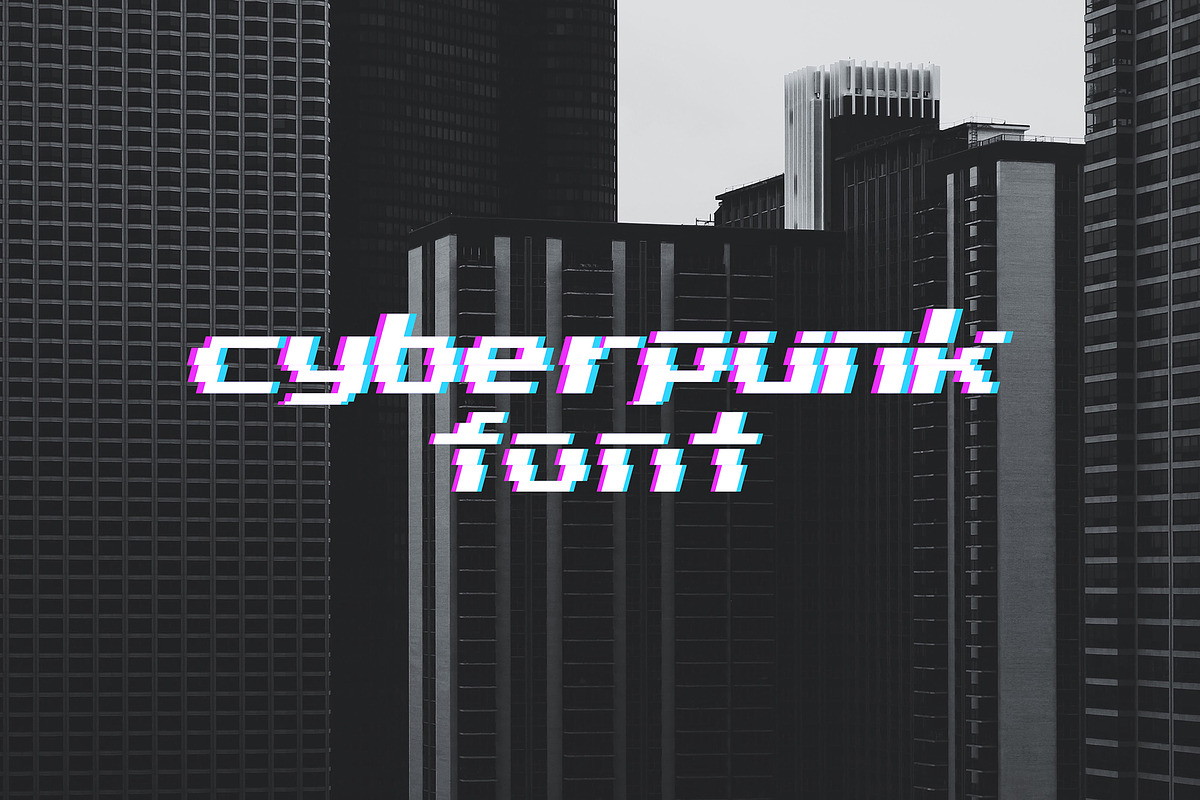 Glitch cyberpunk font / 8-bit fonts., a Font by Nomber_86 (Photo 1 of 4)