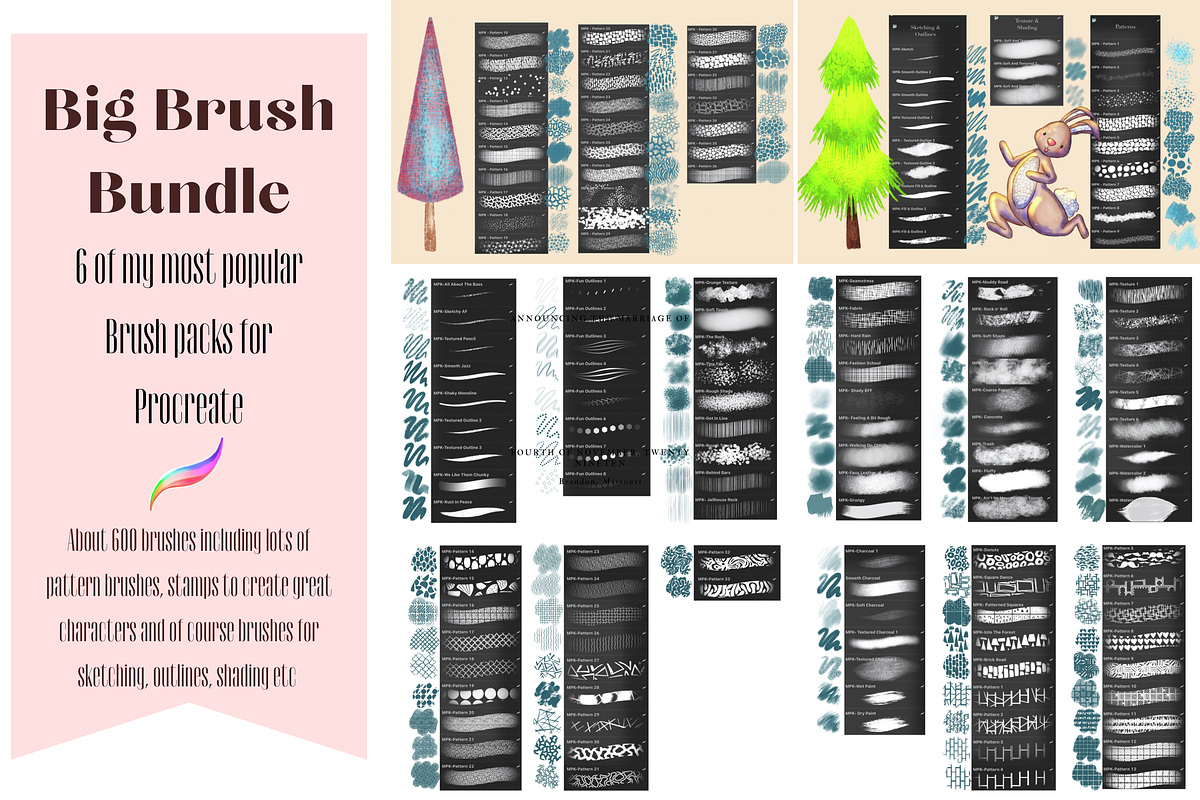 Brush Bundle - 600 Procreate Brushes, a Brush Add-On by MissPerfectKaos (Photo 2 of 4)
