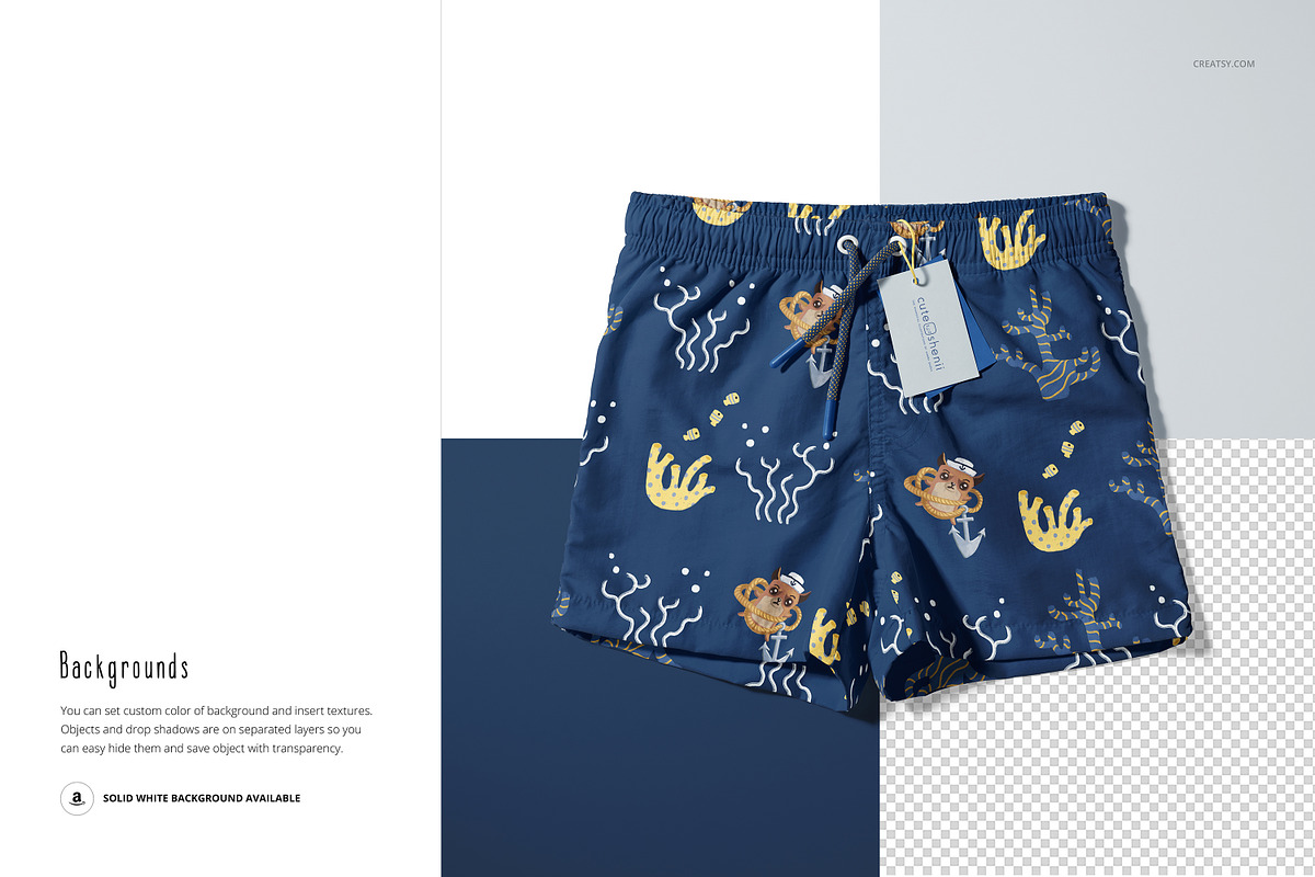Kids Swim Shorts Mockup Set, a Bottom Mockup by creatsy5 (Photo 10 of 12)