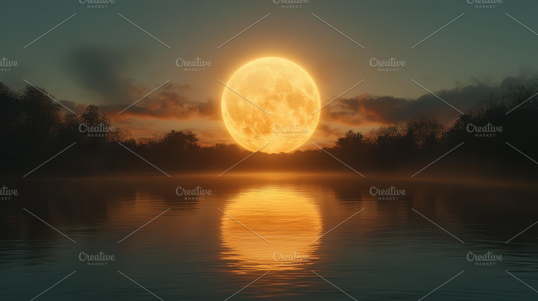 Glowing Orb: Serene waters reflect a, a Background Photo by Pixeness Studio