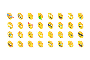 80 Cute Emoji Isometric Icons