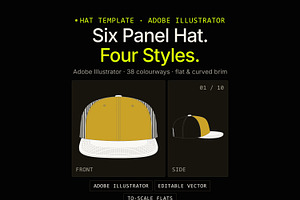 Hat Template - 6 Panel Hat