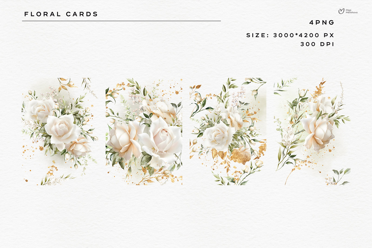White roses and greenery, an Object Illustration by ollalya (Photo 6 of 8)