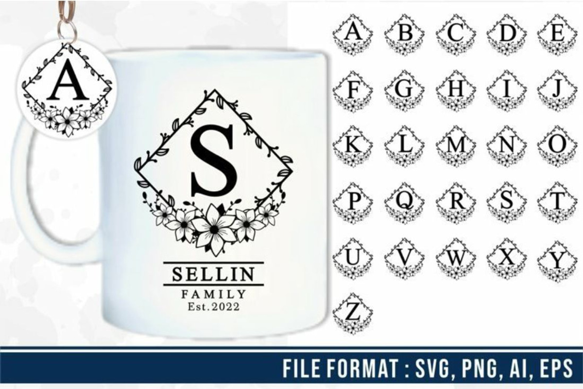 Floral Alphabet Monogram Letter SVG, a Graphic by D2PUTRI (Photo 21 of 27)